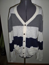 Men&#39;s Guys Aeropostale Aero Thick Striped Ivory Knit Cardigan Sweater New $65 - £32.04 GBP