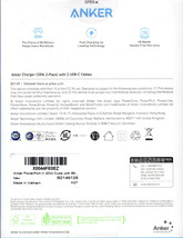 ANKER A2149 20W USB-C CHARGER BLOCK W/6&#39; CABLE (2-PACK) WHITE - NEW! - $19.98