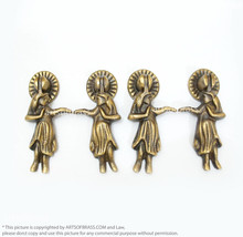 2 Pair Solid Brass Hawaiian Hula Girl Drop Pull Vintage Cabinet Drawer Handle - £25.57 GBP