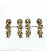 2 Pair Solid Brass Hawaiian Hula Girl Drop Pull Vintage Cabinet Drawer H... - £25.35 GBP