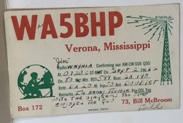 Vintage CB Ham Radio Card WA5BHP Verona Mississippi - $4.94