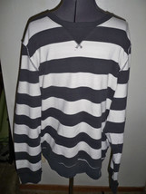 Men's Aeropostale Striped Crew L/S Fleece Pullover Sweatshirt GRAY/IVORY New $55 - $39.99