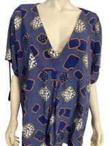 The Odells Blue, White, Green, Rust Print V Neck Short Sleeve Top Size 3X - £22.77 GBP