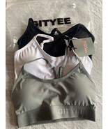 Sports Bras 3 PACK White Black Gray Womens Adjustable Straps Small GITYEE - $16.82