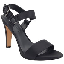 Karl Lagerfeld Women High Heel Ankle Strap Sandals Cieone Sz US 7.5M Black Satin - £50.68 GBP