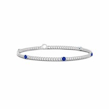 ANGARA Five Stone Sapphire Station Bracelet for Women, Girl in 14K Solid Gold - £1,544.59 GBP