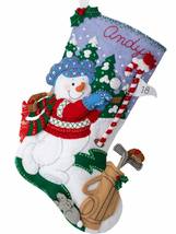 DIY Bucilla Golfing Snowman Golfer Winter Christmas Felt Stocking Kit 89474E - £32.73 GBP
