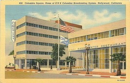 Linen Postcard CA G518 Cancel 1942 Columbia Square Art Deco KNX Broadcasting - $5.94