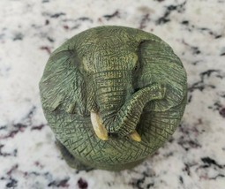 Vintage Resin Elephant Head Round Trinket Box - $15.46