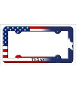 Texas|American Flag Novelty Metal License Plate Frame LPF-482 - £15.14 GBP