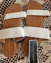 Charles Albert ~ Slip On ~ Open Toe ~ Dual Strap Sandals ~ WHITE ~ Large... - $20.00