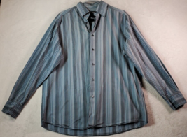 Claiborne Axcess Shirt Mens Large Blue Striped Long Sleeve Collared Button Down - £11.82 GBP