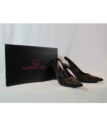 NIB Material Girl Gold Black Rhinestone Pointed Toe Sling Back Stiletto ... - $664.01 MXN