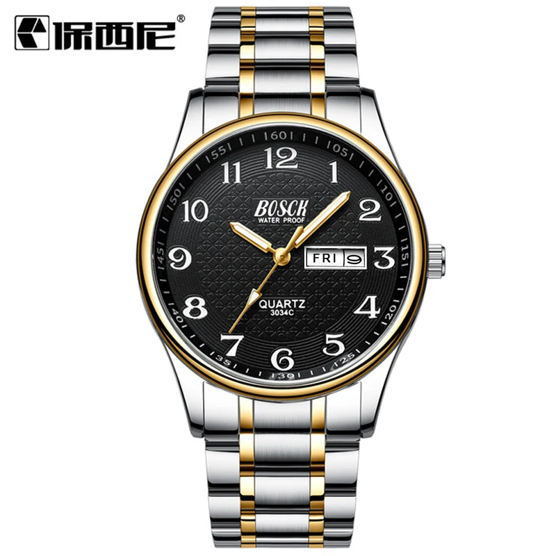 Men&#39;s Watch  Full Steel  Fashion Wristwatch Waterproof Date Male Clock  Masculin - £90.82 GBP