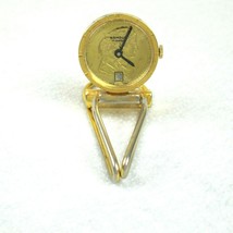 Vintage NAMRUF 17 Jewels Money Clip Pocket Watch Goldtone Date Mechanical RARE - £55.46 GBP