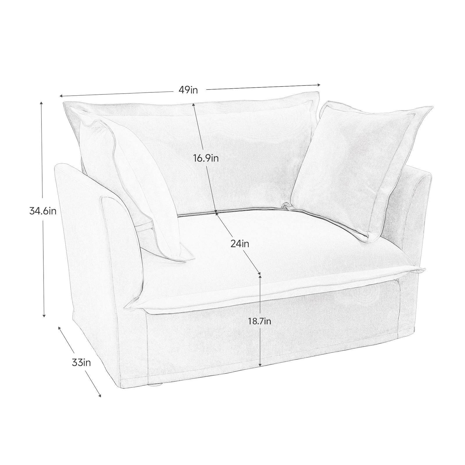 Set of 2 Blue Chenille Slipcovered Deep Seat Armchairs Living Room Item image 11
