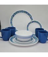 ♻️ Corelle Serenity Dinnerware 16-Pc Set Blue And White Colors - $236.69 CAD