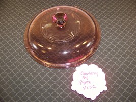 CRANBERRY PYREX 34 V 1.5C ROUND LID W/ RIBS CORNING WARE VISIONS - £10.59 GBP