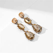 Champagne Crystal &amp; 18K Gold-Plated Oval Pear Drop Earrings - £11.00 GBP