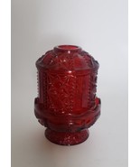 Vintage Ruby Red Flash Indiana Glass Stars and Bars Fairy Lamp Candle Ho... - £18.75 GBP