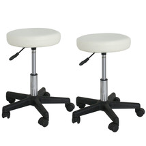 Set Of 2 Salon Swivel Round Barstools Adjustable Counter Chair Bar Massa... - £76.69 GBP