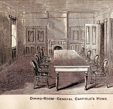 President General Garfield Dining Room 1881 Wood Engraving Victorian DWFF7 - $39.99