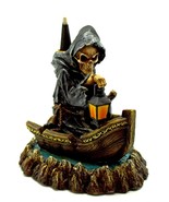 Charon Underworld Grim Reaper 3074 Boat Backflow Cone Incense Burner 7&quot; H - $43.14 CAD