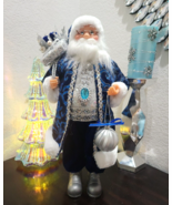 Christmas Blue Santa Claus Doll Figurine Figure Tabletop Decor 18&quot; - $81.49 CAD