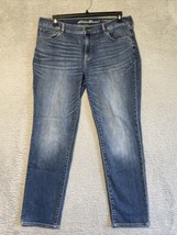 Eddie Bauer Women&#39;s Slightly Curvy Slim Straight Dark Wash Jeans Size 16 - $16.83