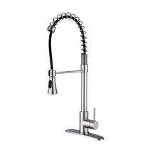 Brushed Nickel Kitchen Faucet: Modern High-Arc Spring - £78.08 GBP