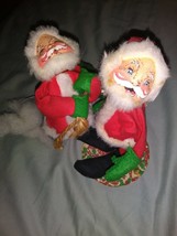 Annalee Mobilitee Vtg Dolls  Christmas Lot  2 Santa Plush Decorative Holiday   - £24.37 GBP