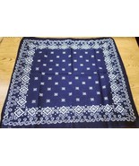 Vintage Tiger Bandana Handkerchief Blue &amp; White Wash Fast Color Nice Sha... - $16.14