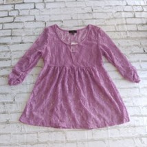 Weavers Womens Blouse Juniors Medium Purple Floral Lace 3/4 Sleeve Elastic Waist - £17.27 GBP