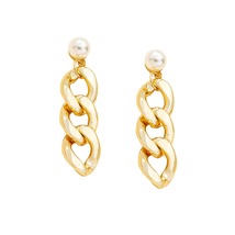 Pearl &amp; 18K Gold-Plated Chain Drop Earrings - £11.18 GBP