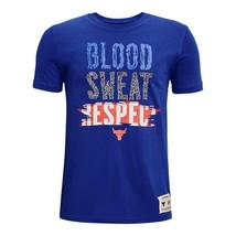 New Under Armour Boys Project Rock Live Bsr Tee Sz Xl 16-18y Youth Blue T-Shirt - $18.71