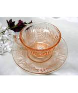 2174 Antique Federal Glass Pink Sharon Cup N Saucer - £10.22 GBP