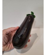 Vintage Glass Eggplant Vegetable Purple Hand Blown Art Decor Murano Styl... - $18.00