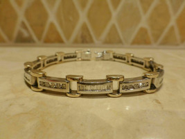 3.50Ct Round &amp; Baguette Cut Diamond VVS1/D Men&#39;s Bracelet 14K Two Tone Over - £136.83 GBP