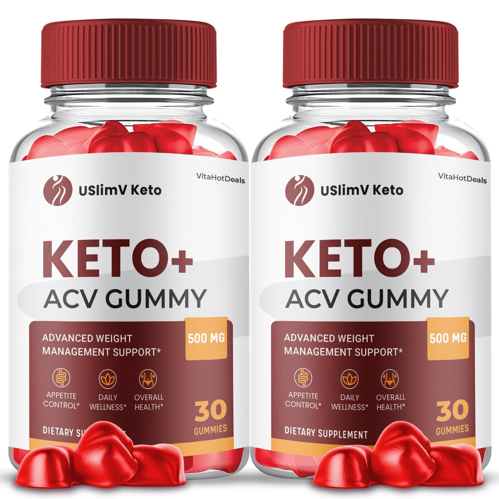 2 Pack USlimV Keto ACV Gummies Max Strength Gummies with Apple Cider Vinegar