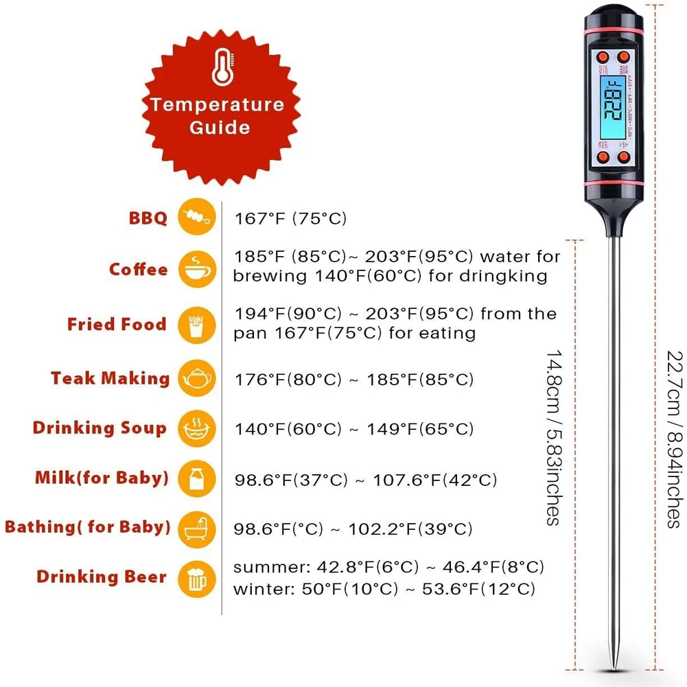 Sporting Kitchen Digital BBQ Food Thermometer Meat Cake Candy Fry Grill Dinning  - £23.84 GBP