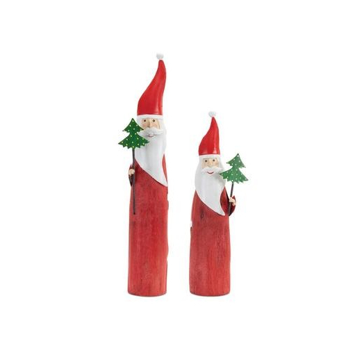 Wood Santa Figure with Metal Accents (Set of 2) - $48.54