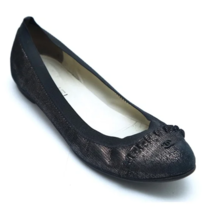 CHANEL Ballet Flats Ruffles Metallic Black Copper CC Logo Stretch Spirit Sz 39.5 - £265.73 GBP
