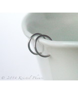 Tiny Titanium or Niobium hoop earrings - hypoallergenic 1/2&quot; unisex silv... - £7.83 GBP
