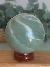 Green Jade Stone Sphere Crystal Healing Orb Chakra Stone Meditation Reiki Stand - £13.65 GBP