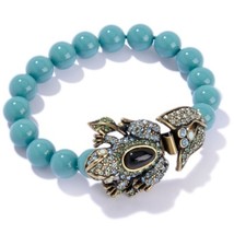 Heidi Daus "Leaping Frog" Blue Beaded Bracelet 8"L  - $71.91