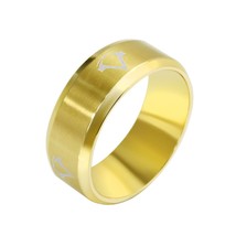 8mm Assassin&#39;s Creed Gold Stainless Steel Band Ring Size 9 - £7.00 GBP