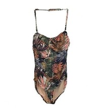 NWOT Women Size 6 Garnet Hill Tropical Palm Ruched Bandeau One-Piece Swi... - £40.09 GBP