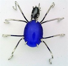 Blue Cat Eye Spider Stainless Steel Wire Wrap Brooch 9 - $26.00