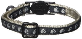Meow Town Two-Tone Pawprint Cat Collar, 3/8-Inch, Green - £9.67 GBP
