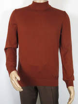 Men's Sweater Knit By BRANGO Turkey Mock Neck Cotton Blend 21050 Brick image 8